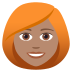 👩🏽‍🦰 woman: medium skin tone, red hair display on JoyPixels